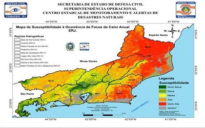 Sedec-RJ apresenta Mapa de Susceptibilidade à ocorrência de fogo em vegetação no Estado